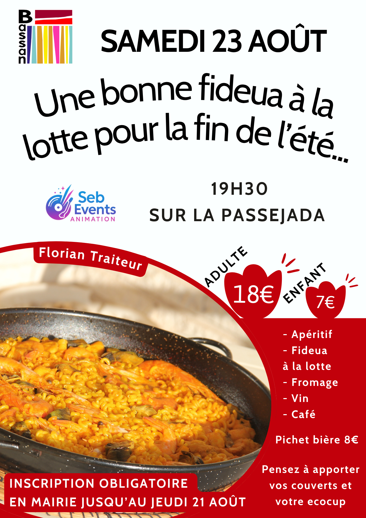 Samedi 23 août - Soirée sardinade remplacée par une fideua