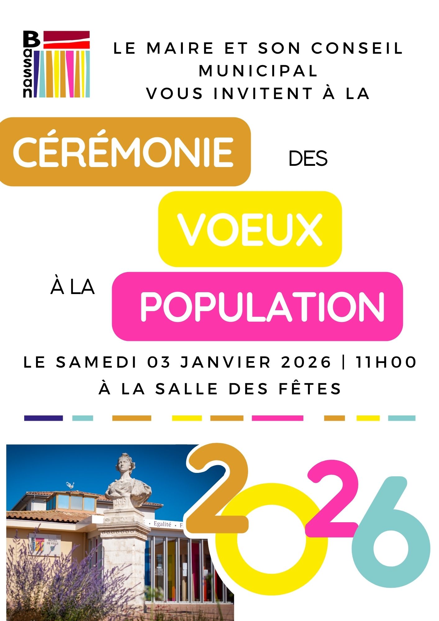 Cérémonie des vœux le samedi 3 janvier à 11h