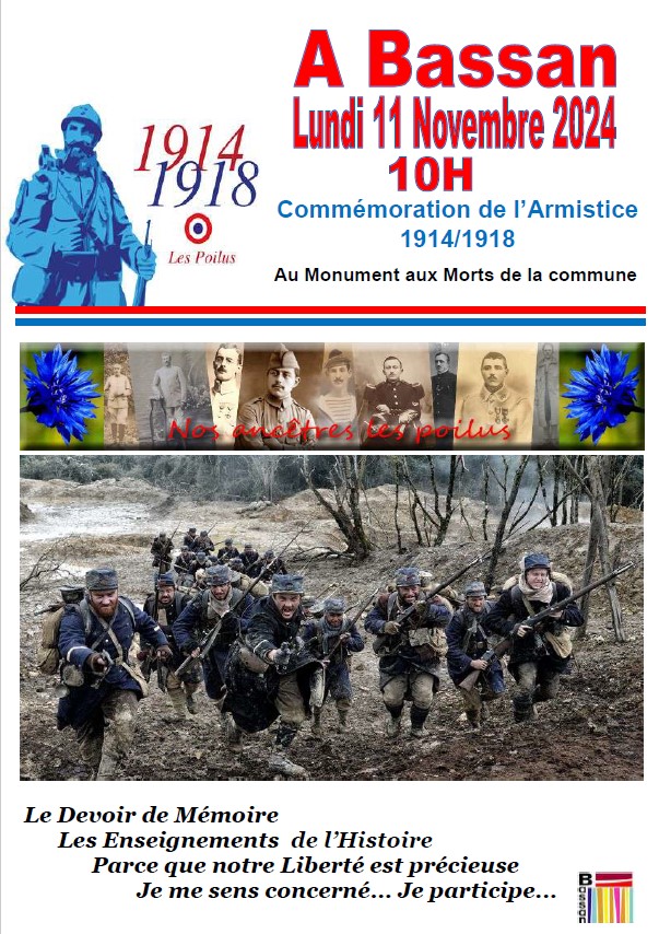 Lundi 11 novembre - Commémoration de l'Armistice 1914/1918