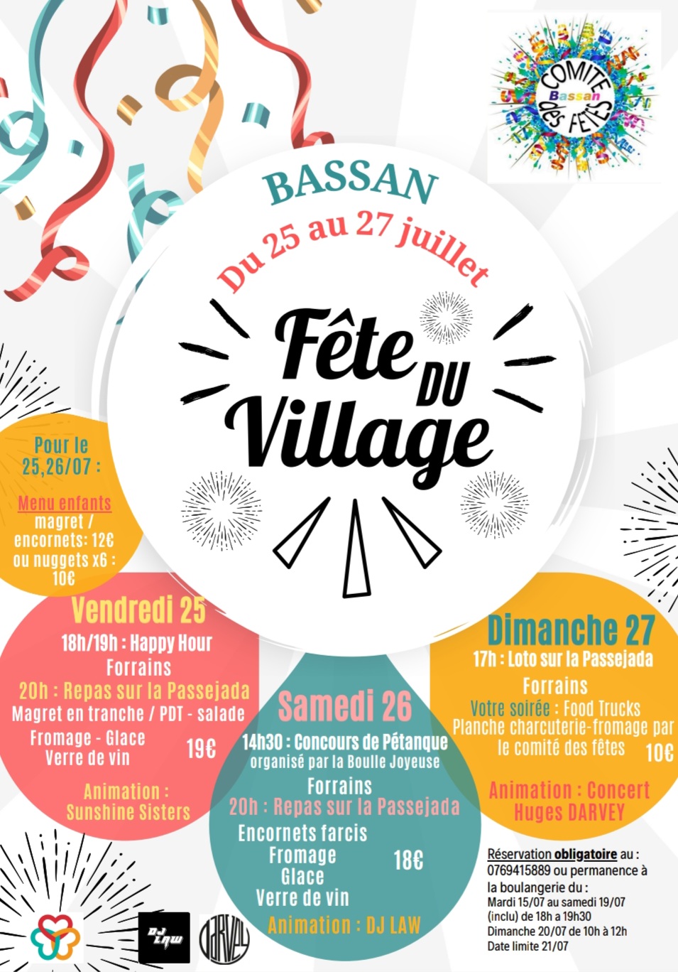 FÊTE LOCALE 25, 26 et 27 juillet - programme des festivités